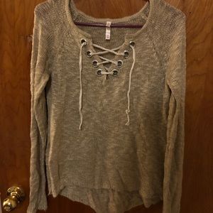 Lace up sweater